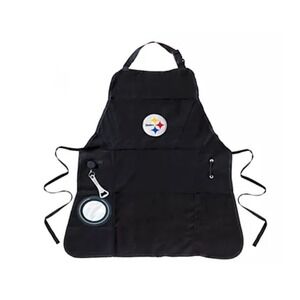 NFL Pittsburgh Steelers Grilling Apron Black BBQ Canvas Bottle Opener Cup Holder